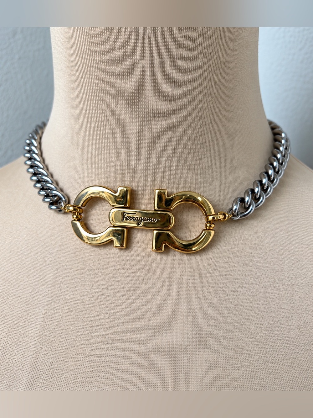 Vintage Ferragamo x Junk You! Rescued Two-tone Choker Necklace ✨ 15” 16” 17” 18”
